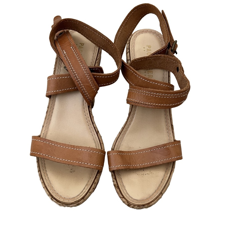 Women's Cork Platform Open-Toe Tan Sandals